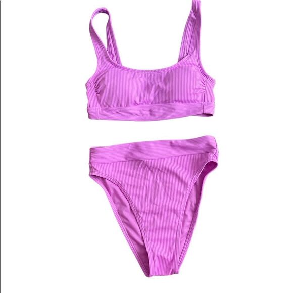 NWOT XS 0/2 Stoney Clover Ln purple highrise bikini top & bottom set - Picture 4 of 8
